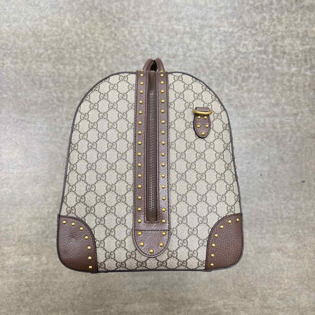 Gucci Duffle Bag "GG SUPREME SAVOY" New Brown Size L