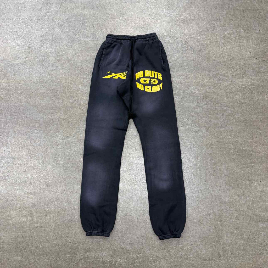 Hellstar Sweatpants "NO GUTS NO GLORY" Washed Black New Size XL