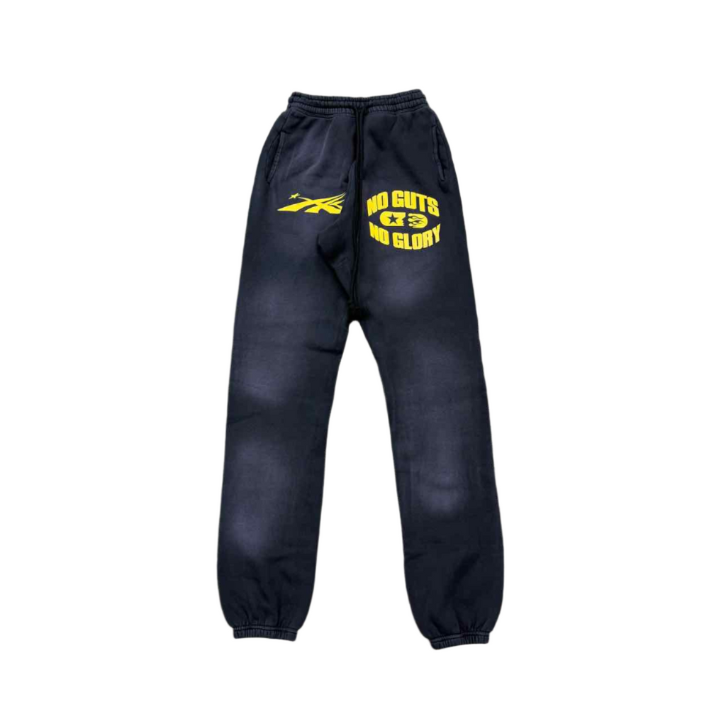 Hellstar Sweatpants "NO GUTS NO GLORY" Washed Black New Size XL