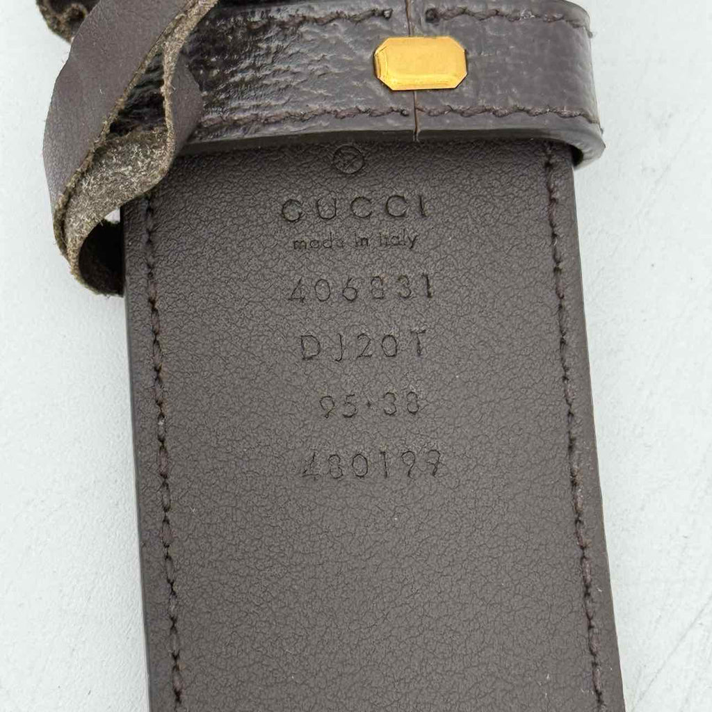 Gucci Belt "GOLD BUCKLE" Used Brown Size 38