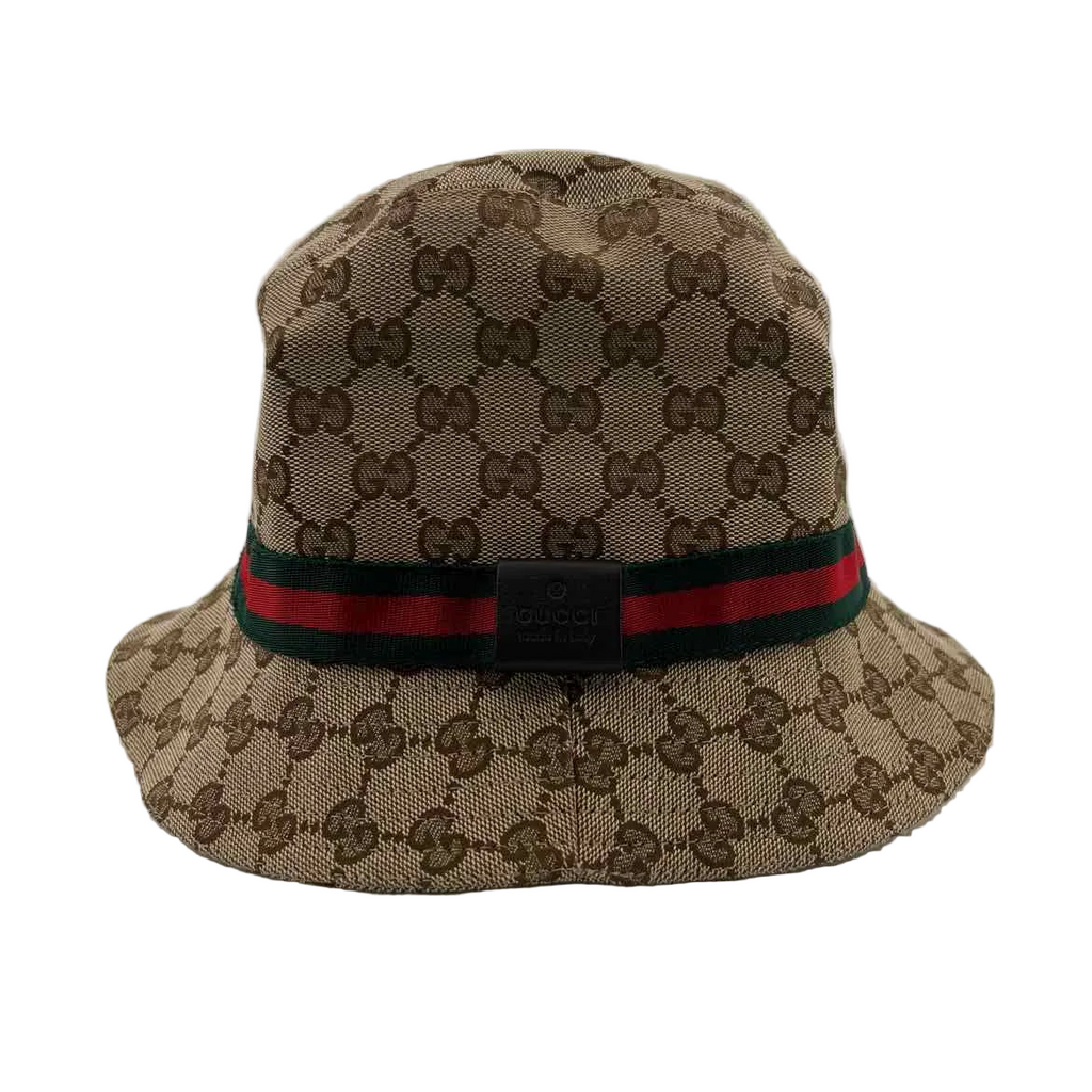 Gucci Bucket Hat "MONOGRAM" Used Brown Size L