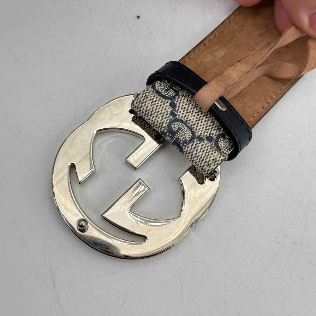 Gucci Belt "CANVAS MONOGRAM" Used Beige Size 40