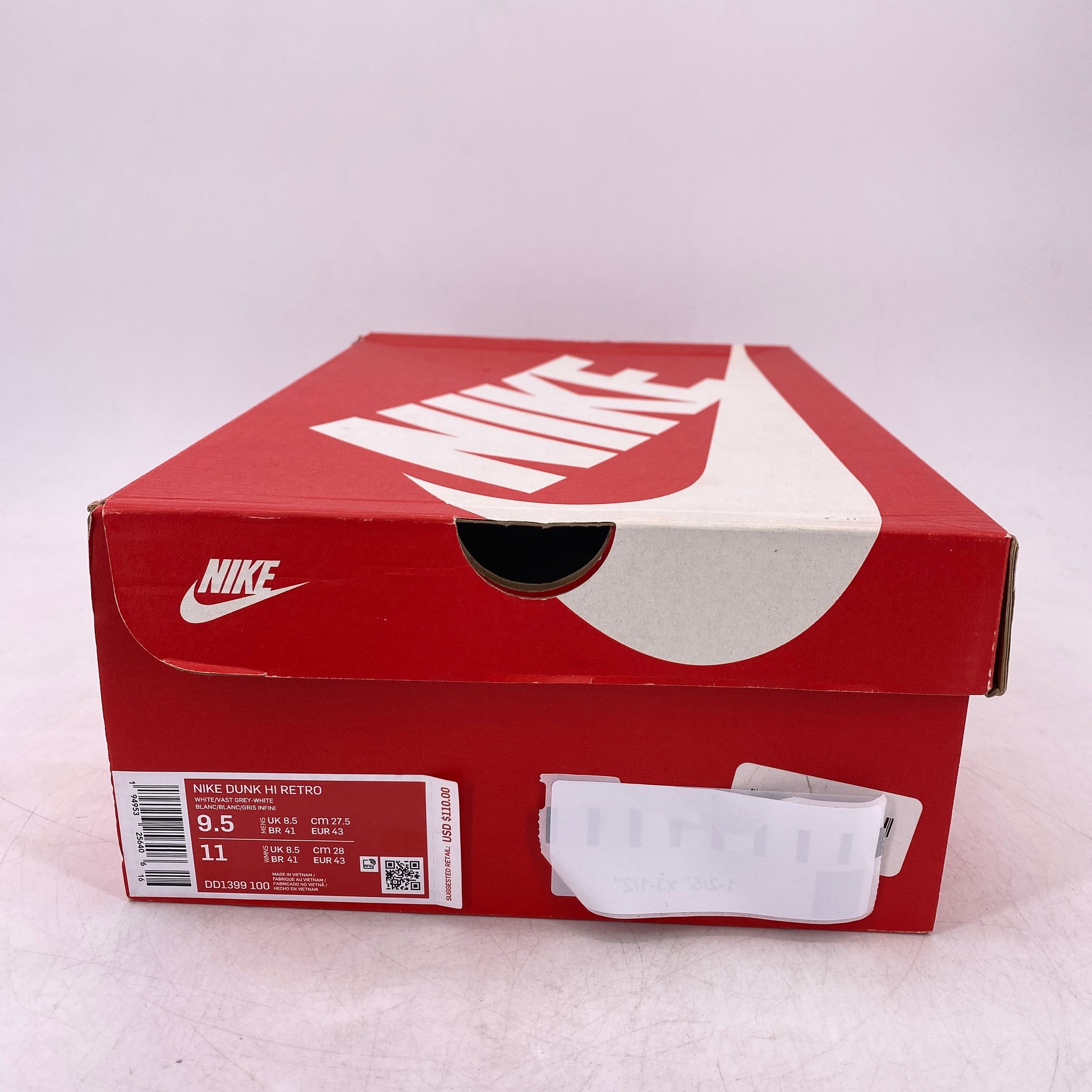 Nike Dunk High &quot;Retro White Vast Grey&quot; 2021 New Size 9.5