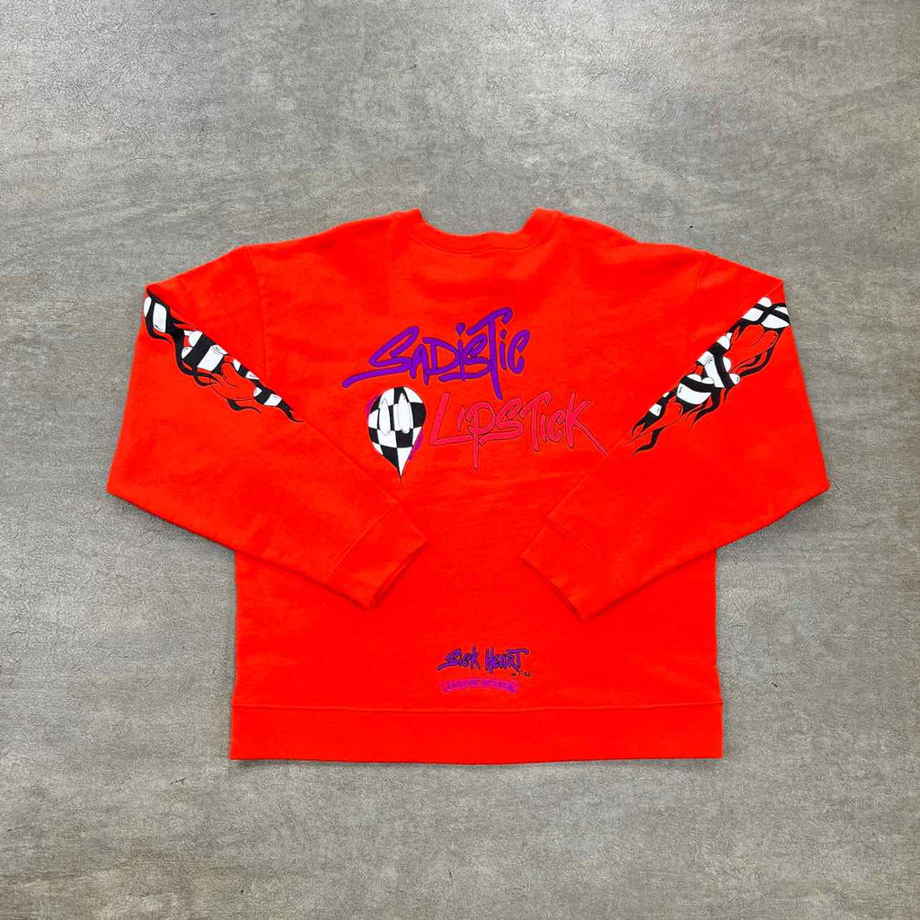 Chrome Hearts Crewneck Sweater "SADISTIC LIPSTICK" Orange New