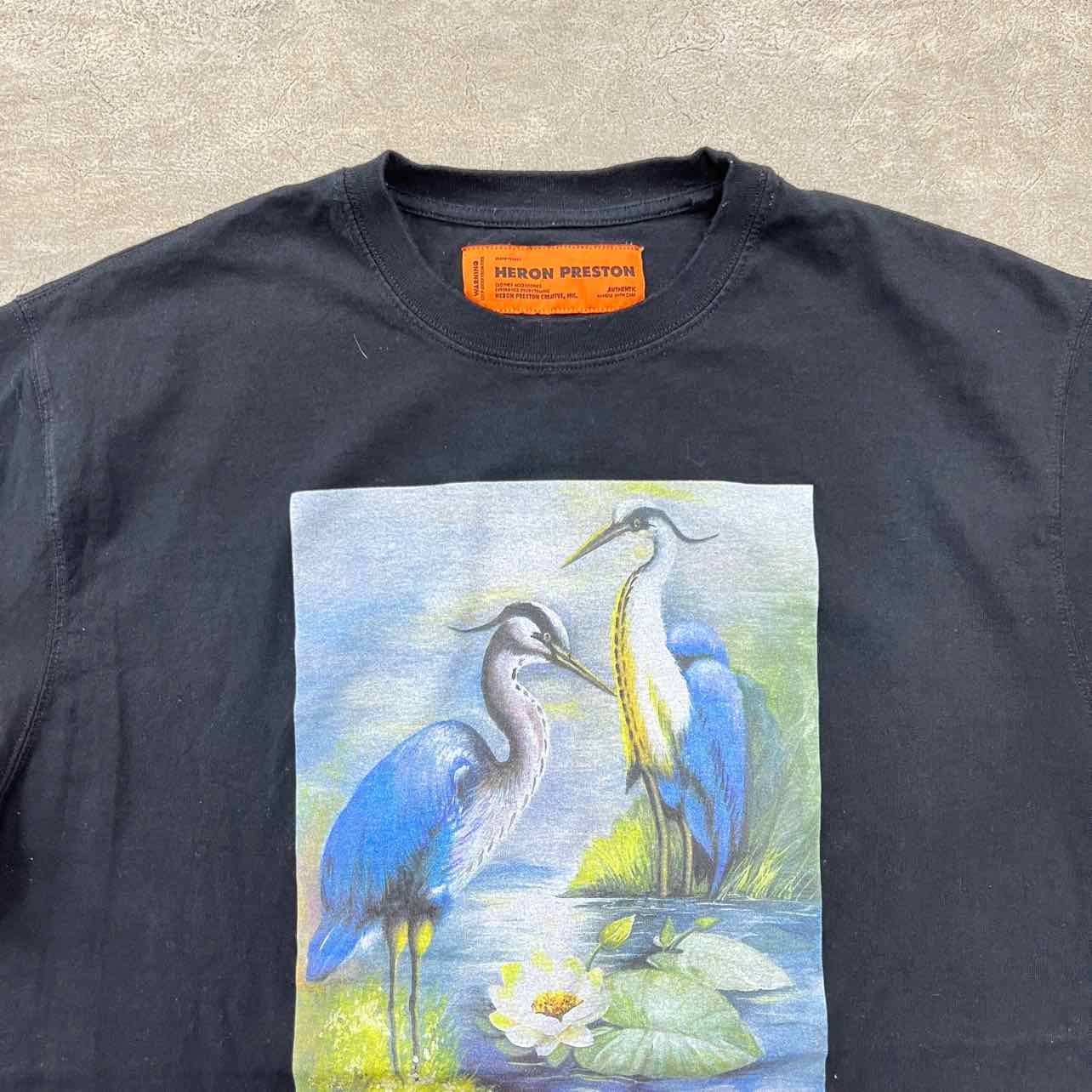 Heron Preston T-Shirt &quot;SWAN&quot; Black Used Size L