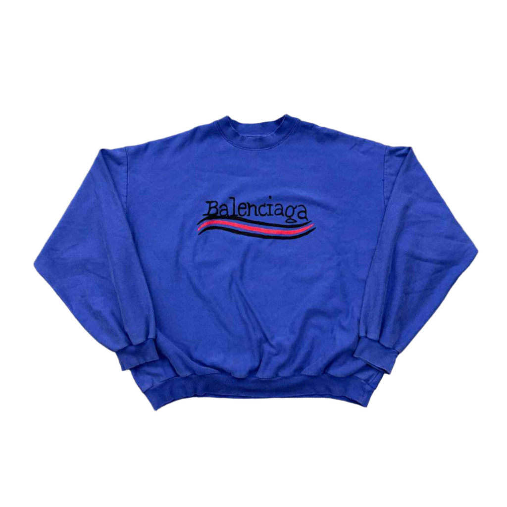 Balenciaga Crewneck Sweater "GRAFFITI COLA" Blue New Size 3