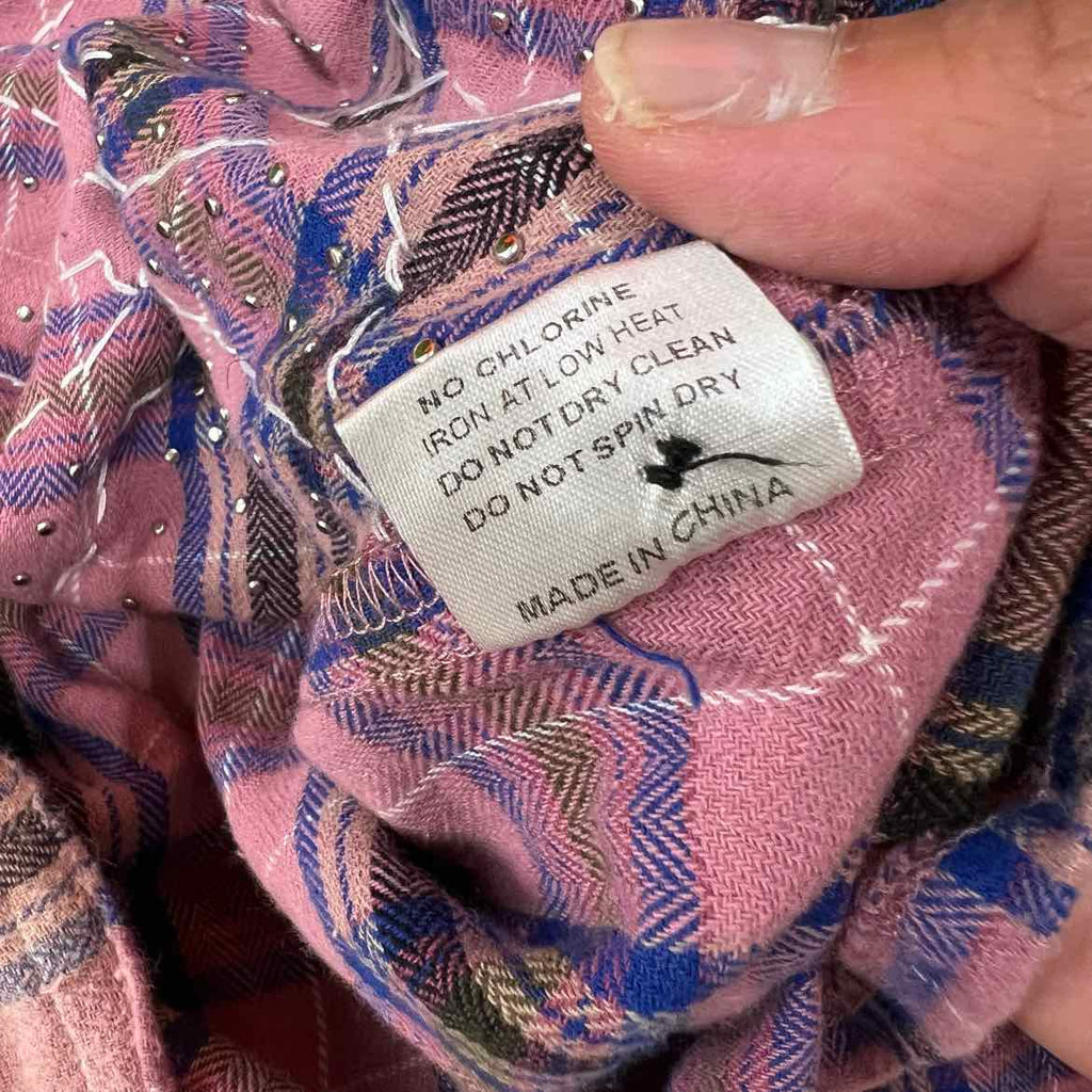 Vale Button Up "PLAID" Pink Used Size M
