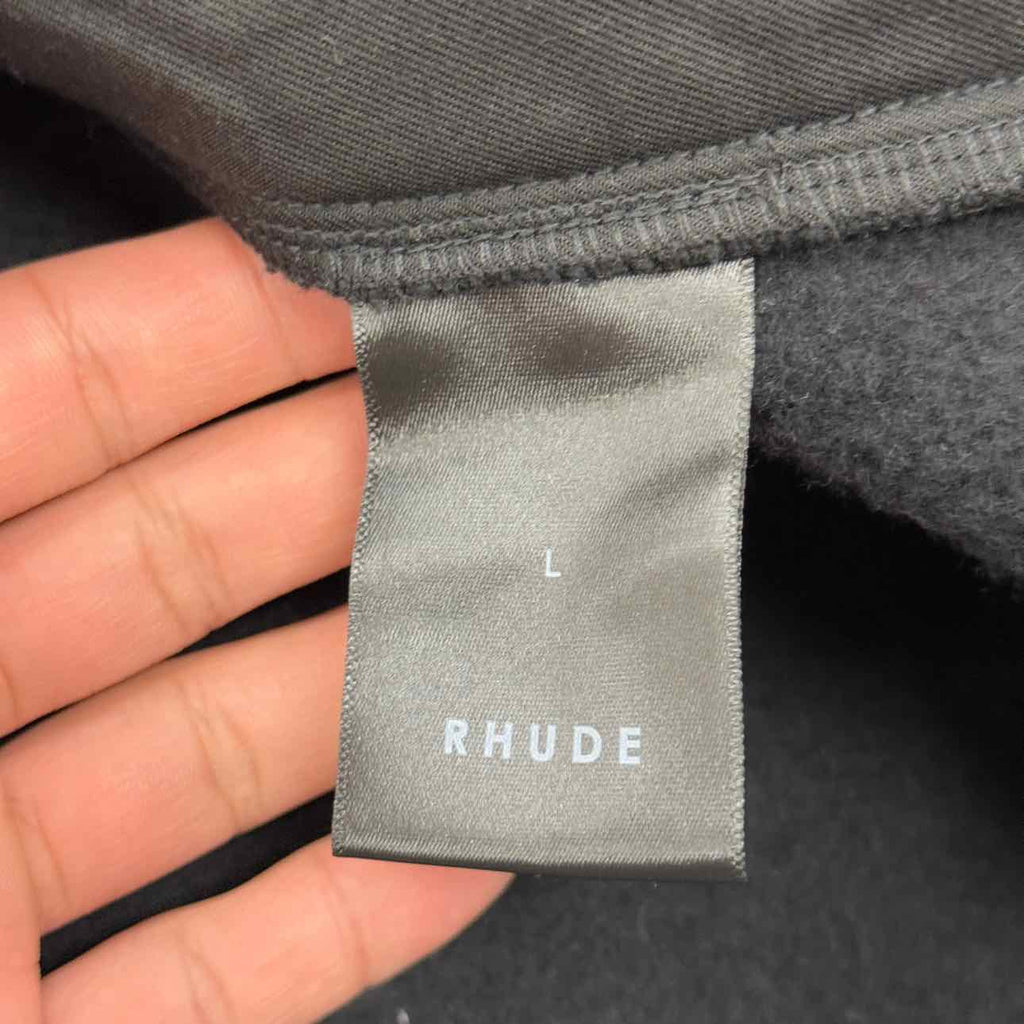 Rhude Half Zip Pullover "LOGO PATCH" Black Used Size L