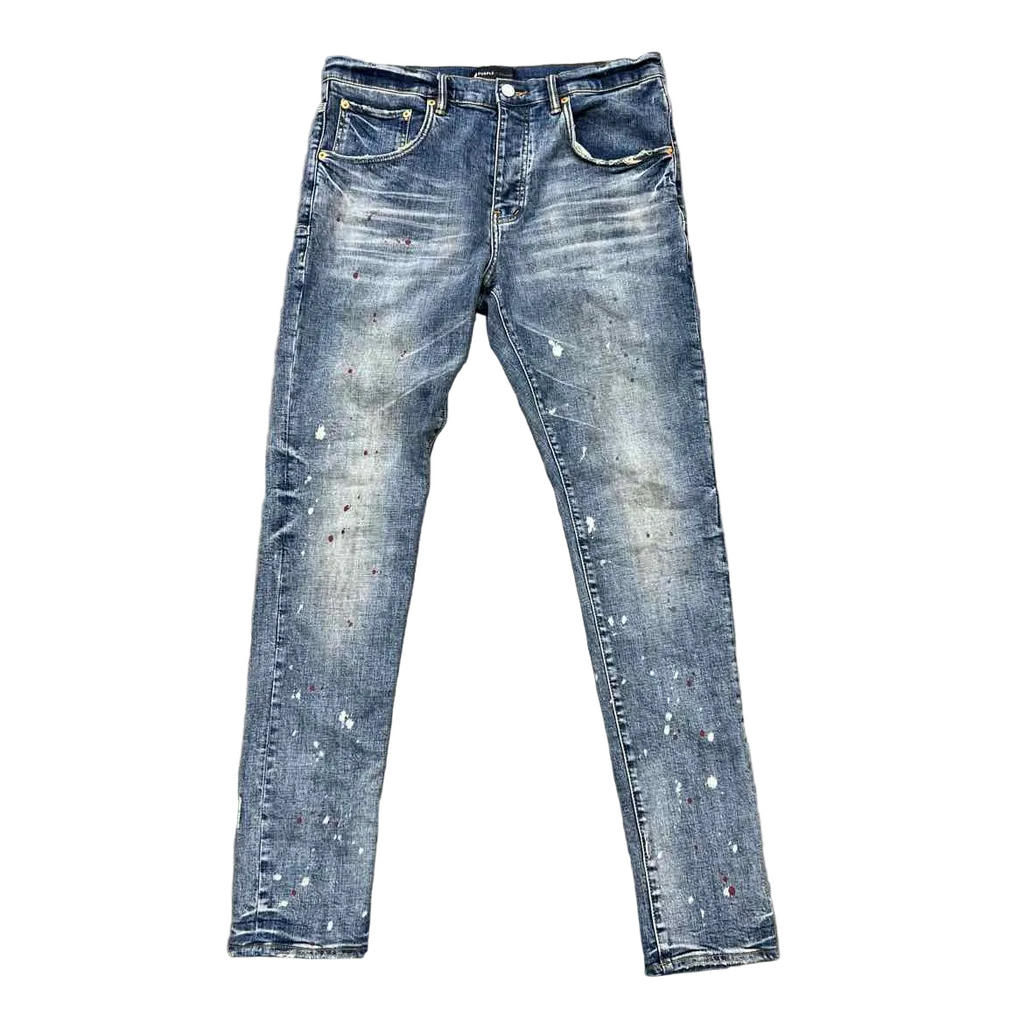 Purple Jeans "PAINT SPLATTER" Blue Used Size 34
