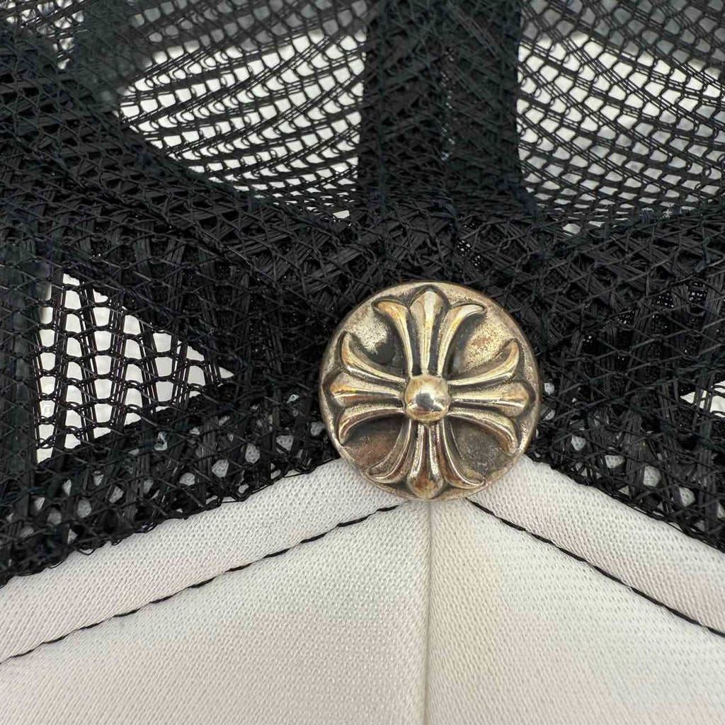 Chrome Hearts Trucker Hat "LEATHER CROSS" Used White Size OS