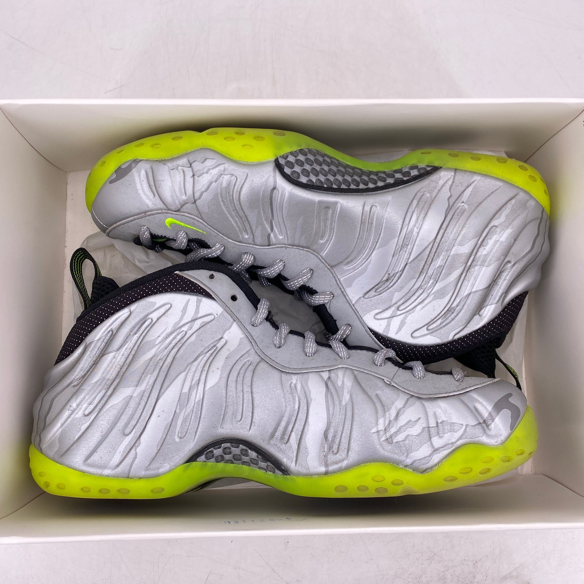 Nike Air Foamposite One &quot;Silver Volt Camo&quot; 2014 Used Size 9.5