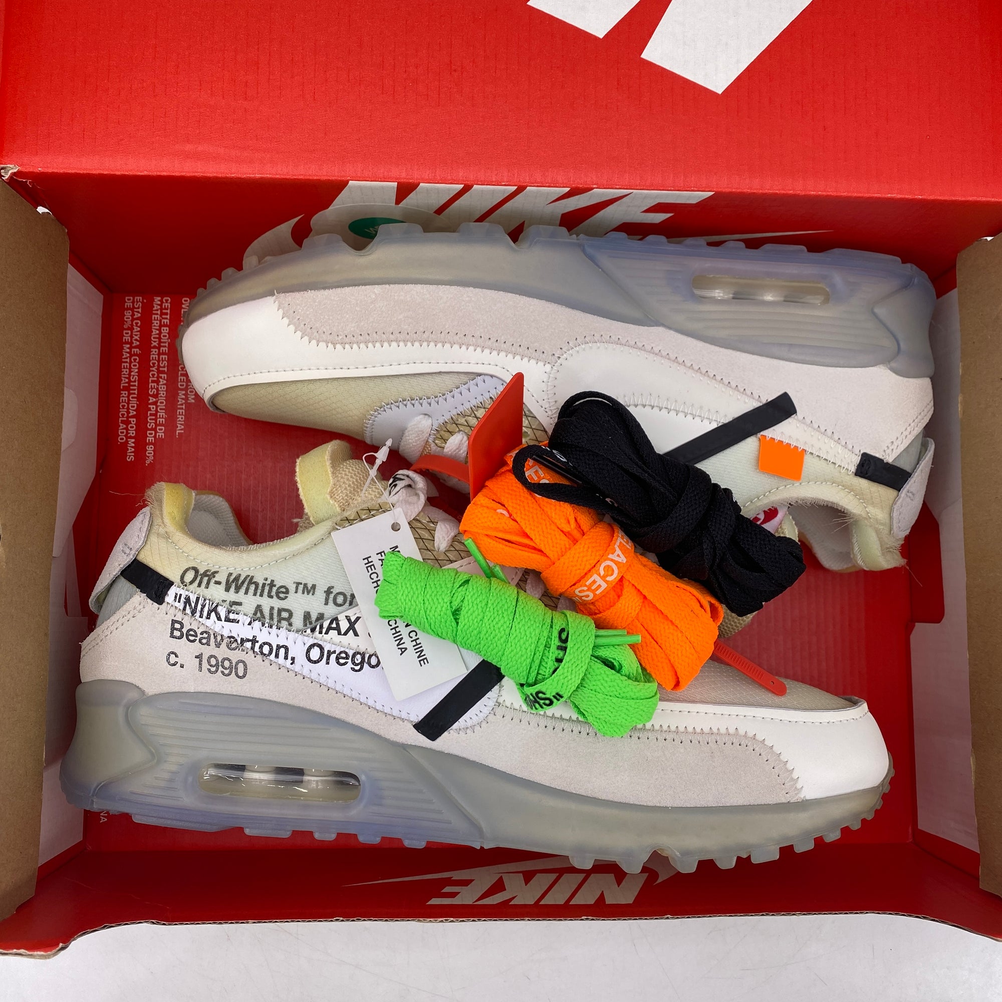 Nike Air Max 90 &quot;The 10: Off-White&quot; 2017 New Size 8.5