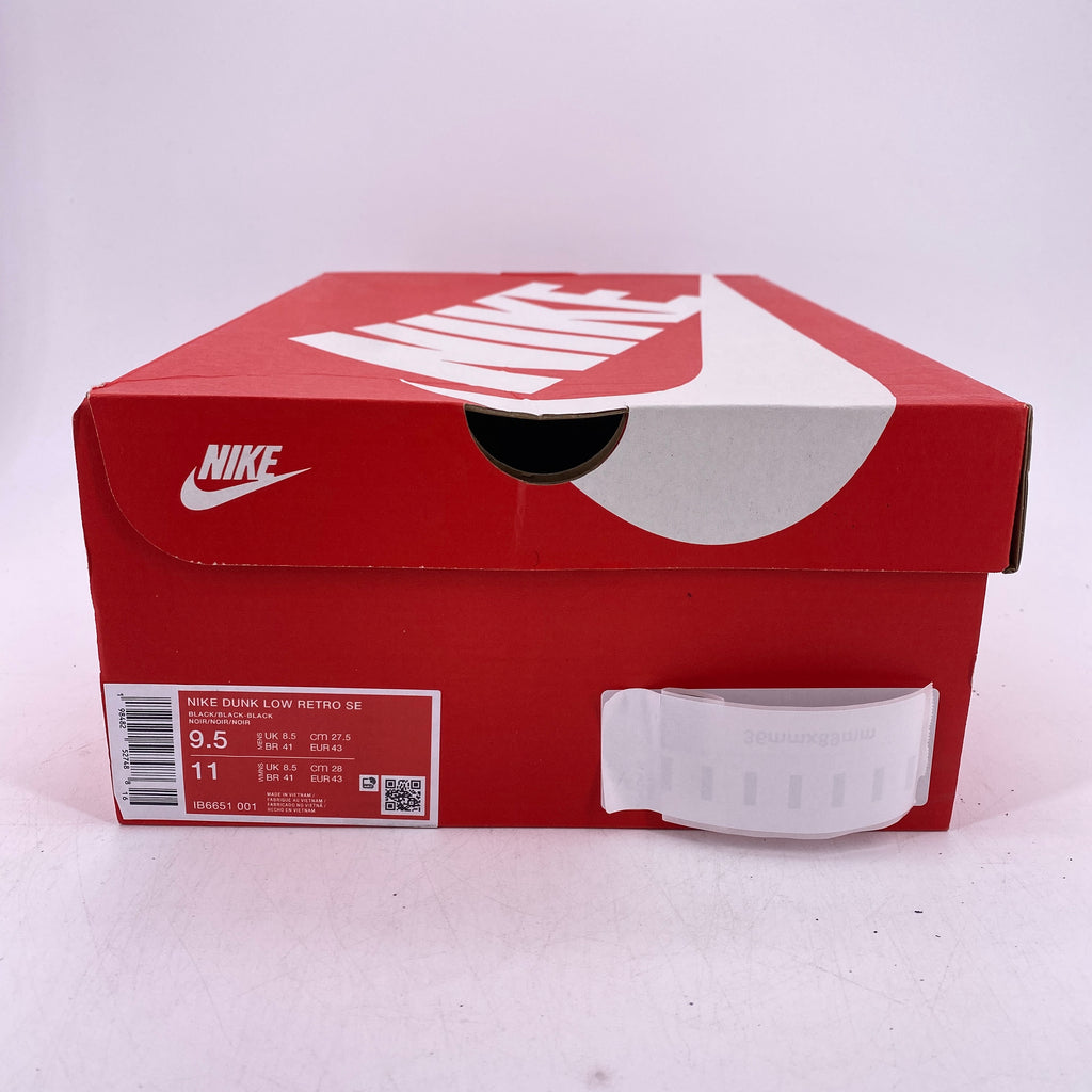 Nike Dunk Low Retro "Triple Black" 2025 New Size 9.5