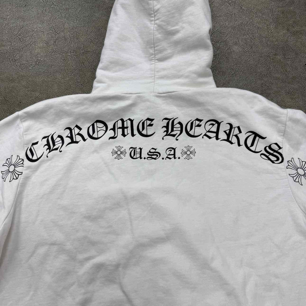 Chrome Hearts Zip Up "SCROLL LOGO" White Used Size XL