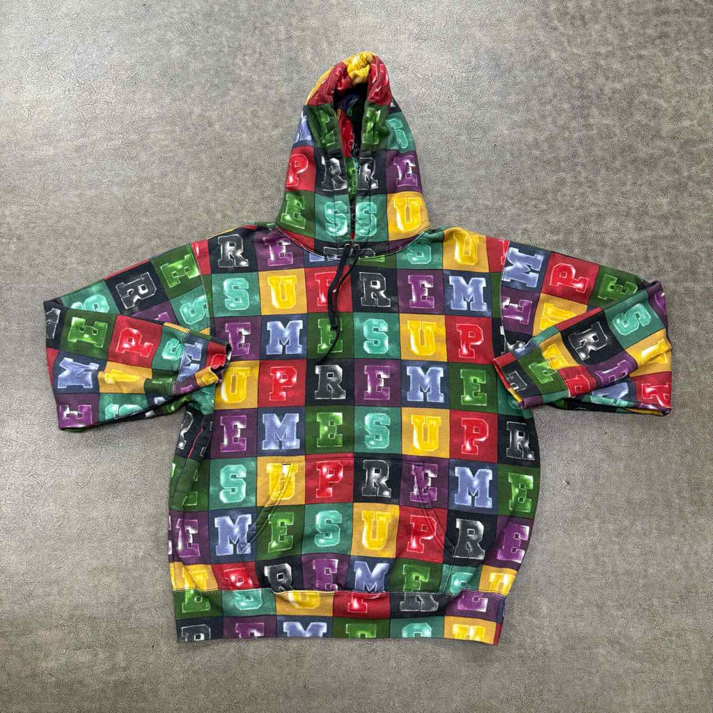 Supreme Hoodie "BLOCKS" Multi-Color Used Size L