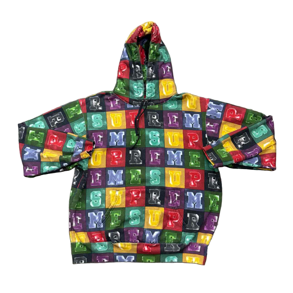 Supreme Hoodie "BLOCKS" Multi-Color Used Size L
