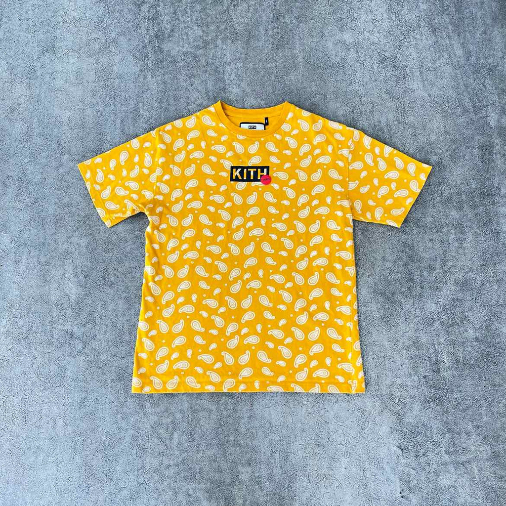 Kith T-Shirt "PAISLEY" Yellow Used Size L