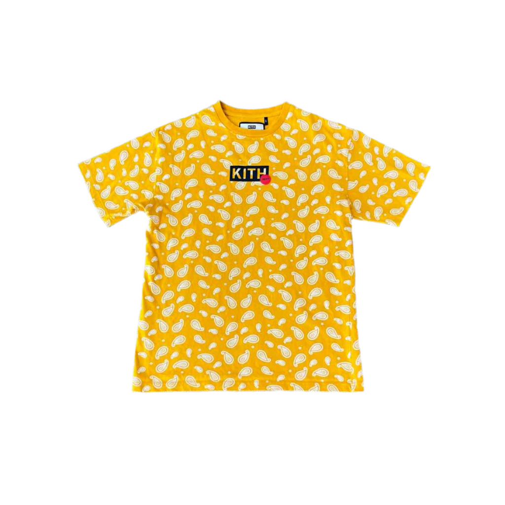 Kith T-Shirt "PAISLEY" Yellow Used Size L