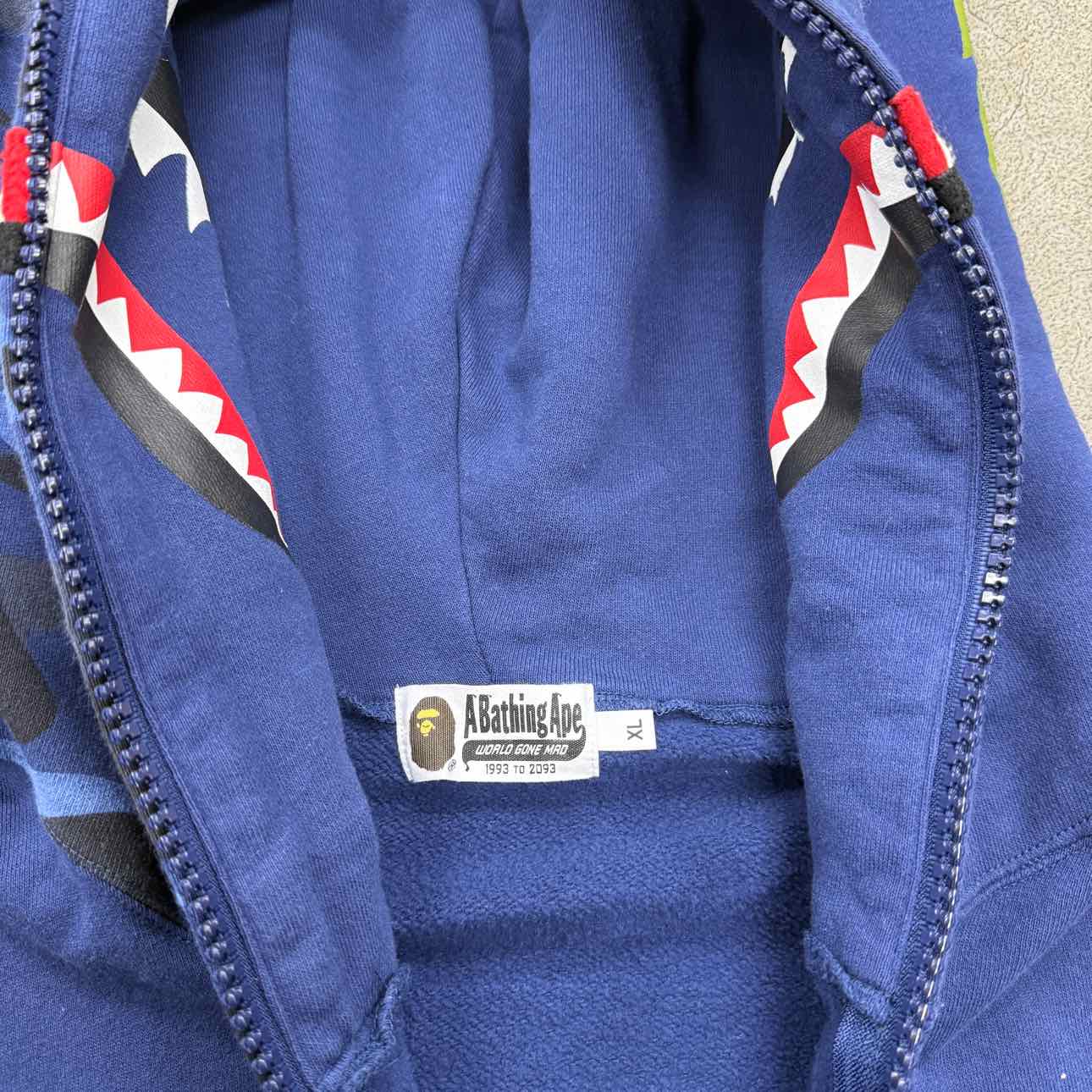 Bape Zip Up &quot;GIANT SHARK&quot; Blue Used Size XL