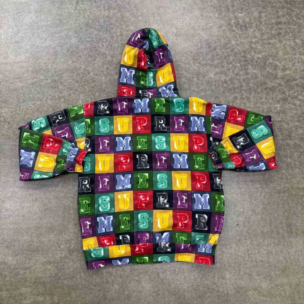 Supreme Hoodie "BLOCKS" Multi-Color Used Size L
