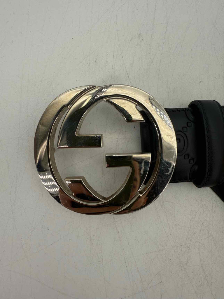 Gucci Belt "SILVER BUCKLE" Used Black Size 46