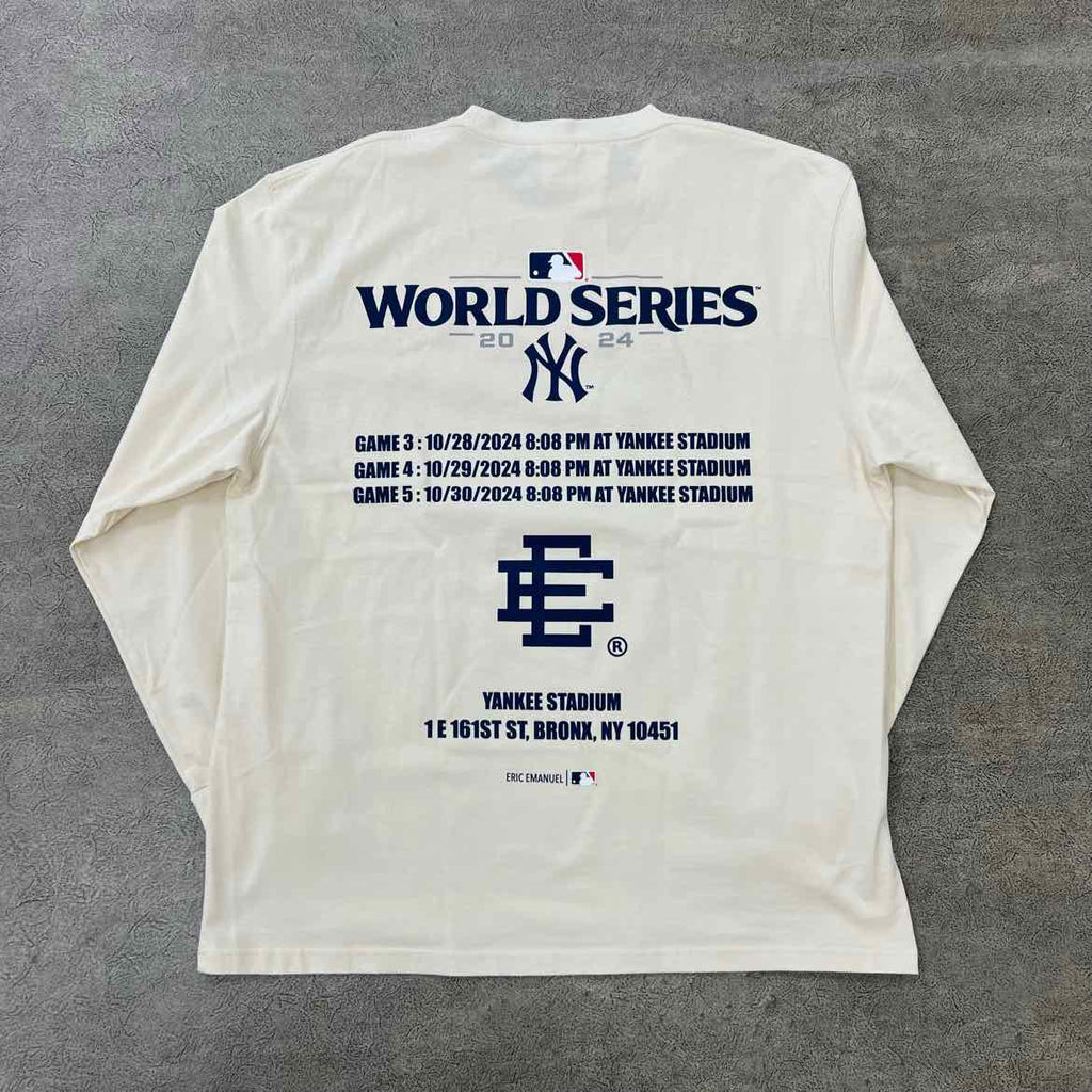 Eric Emanuel Long Sleeve "YANKEES WORLD SERIES" Cream New Size XL