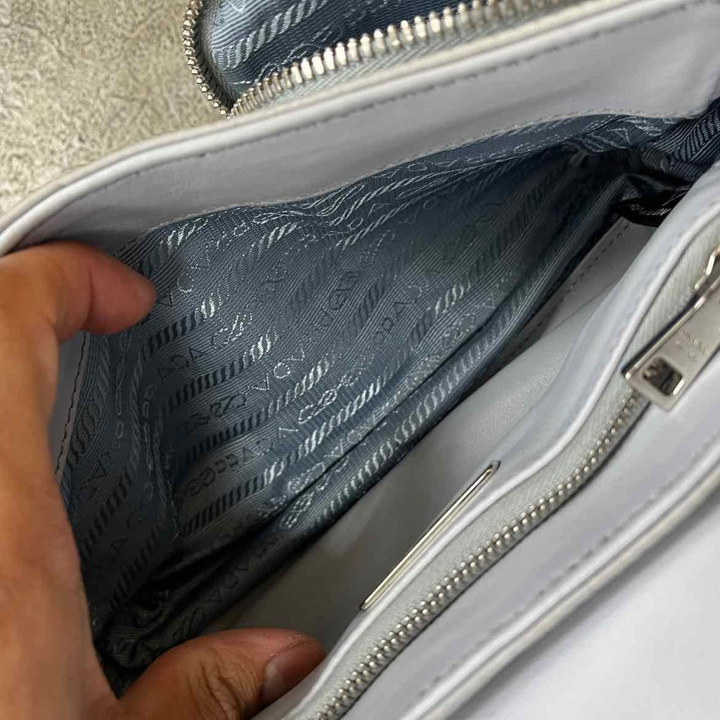 Prada Crossbody "SPAZZOLATO TESSUTO" Used White Size OS