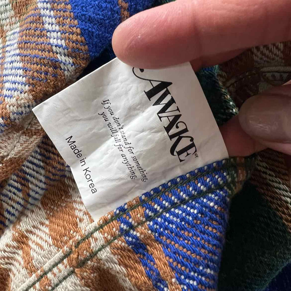 Awake Flannel "BARBED WIRE" Green Used Size XL