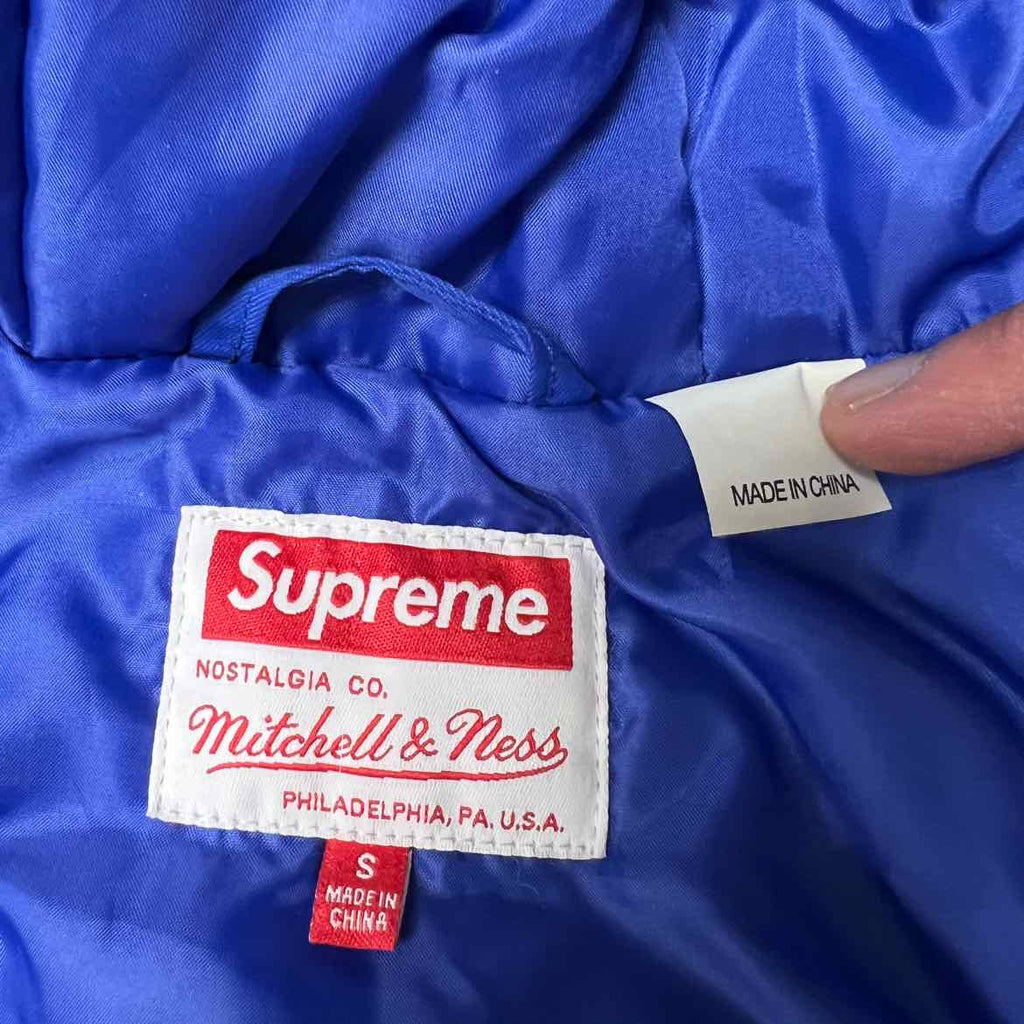 Supreme Jacket "MITCHELL & NESS QUILTED" Blue Used Size S