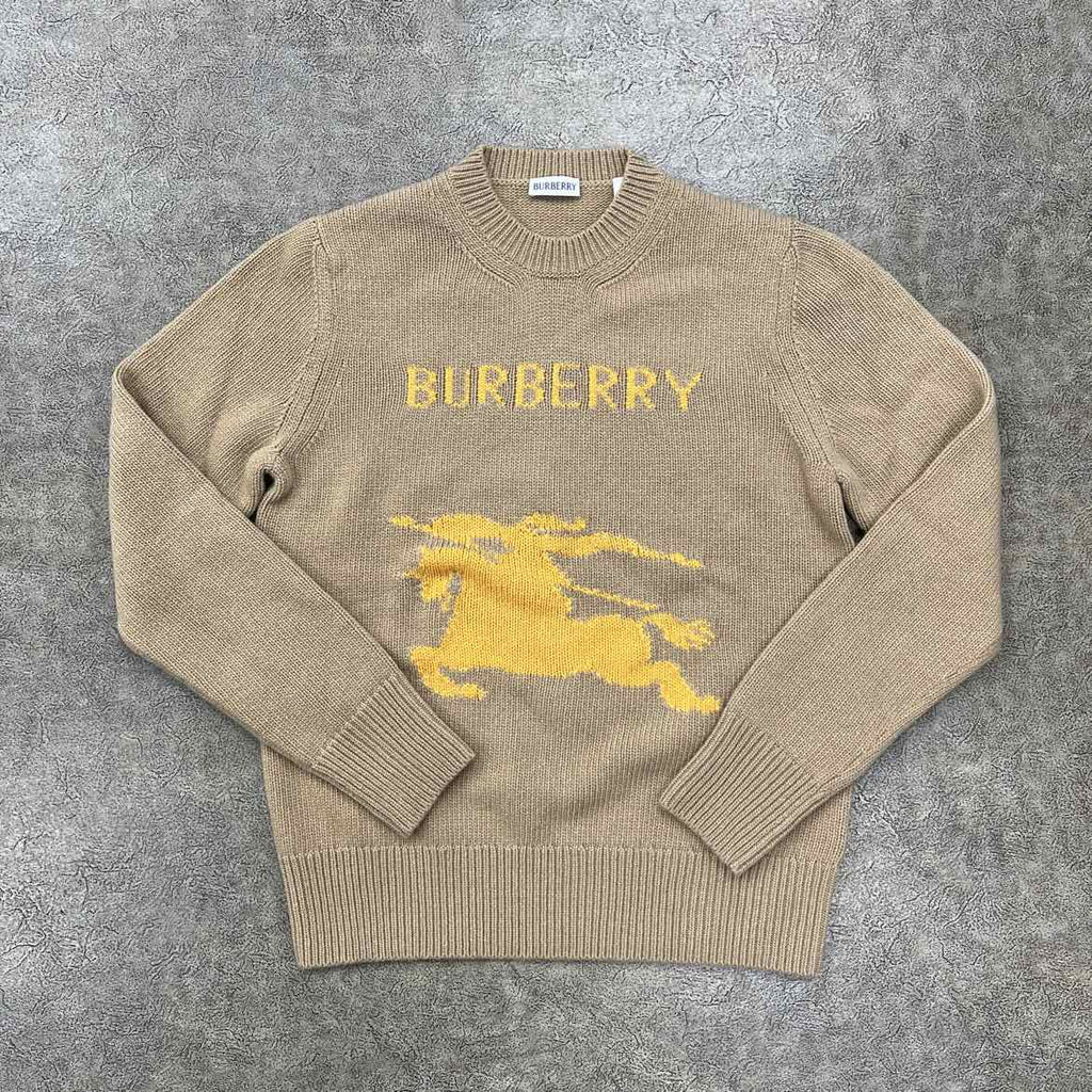 Burberry Knit Crewneck "EQUESTRIAN KNIGHT JUMPER" Beige New Size S