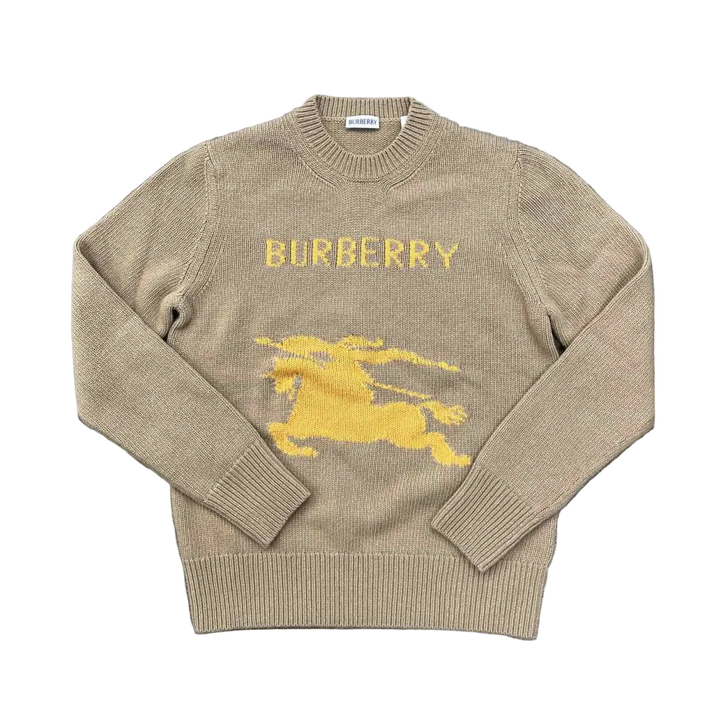 Burberry Knit Crewneck "EQUESTRIAN KNIGHT JUMPER" Beige New Size S