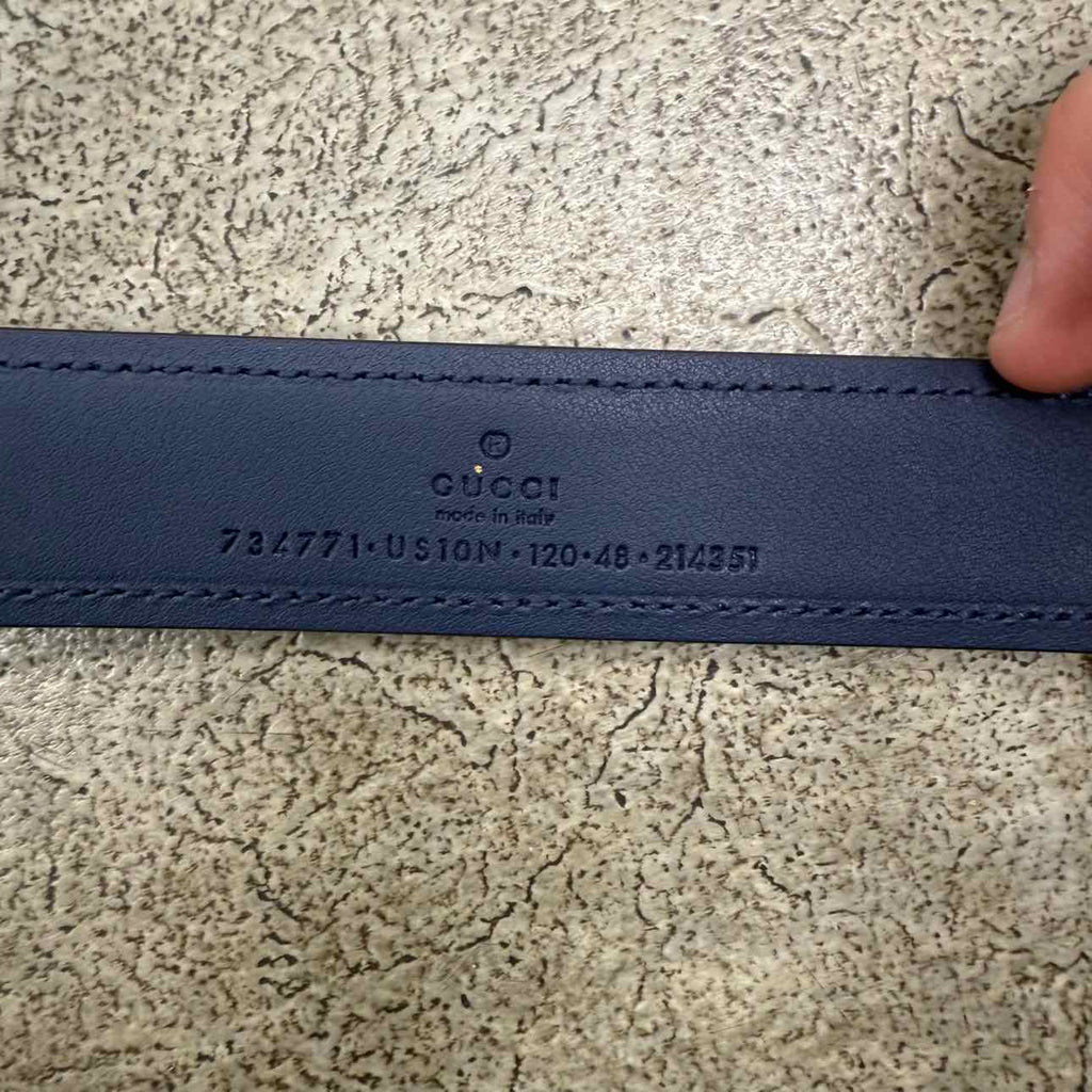 Gucci Belt "SILVER BUCKLE" New Blue Size 48