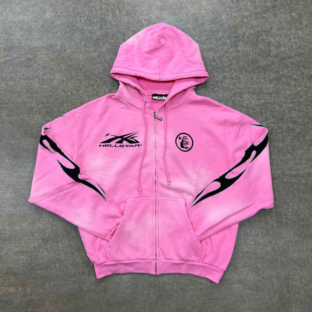 Hellstar Zip Up "FLAMES" Pink New Size L
