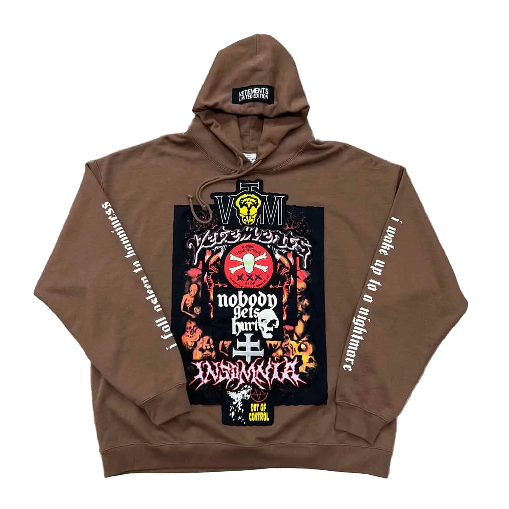 Vetements Hoodie "METAL PATCH" Brown New Size L