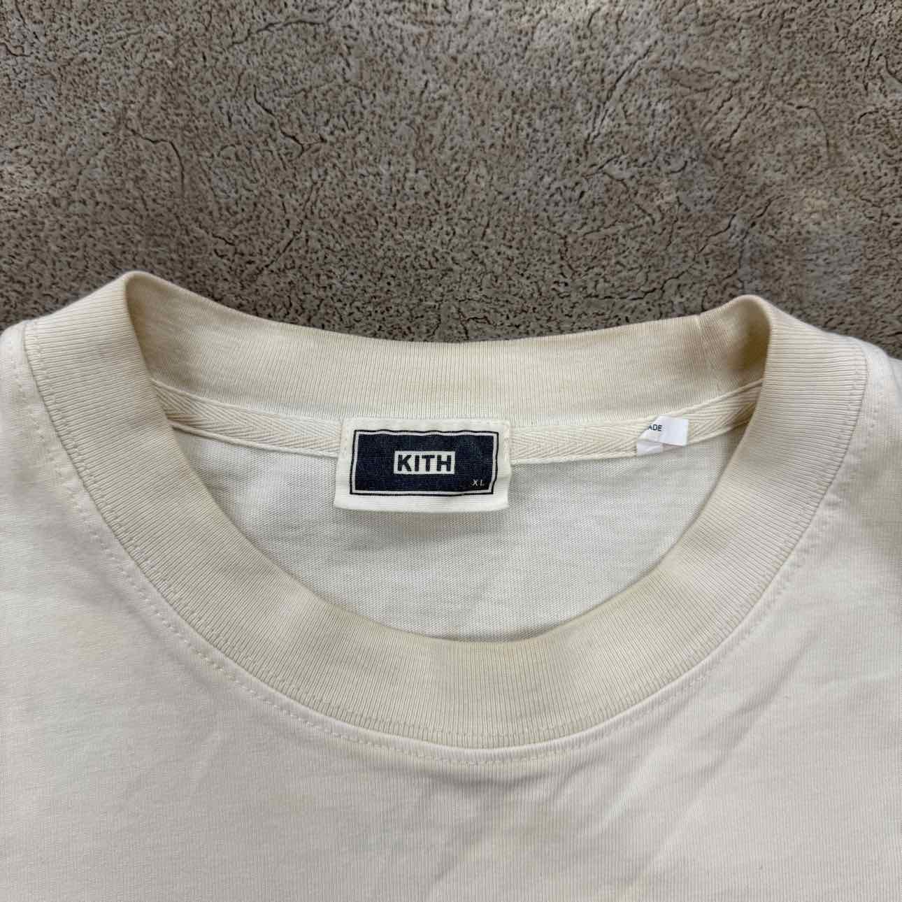 Kith Long Sleeve &quot;SMALL BOX LOGO&quot; Cream Used Size XL