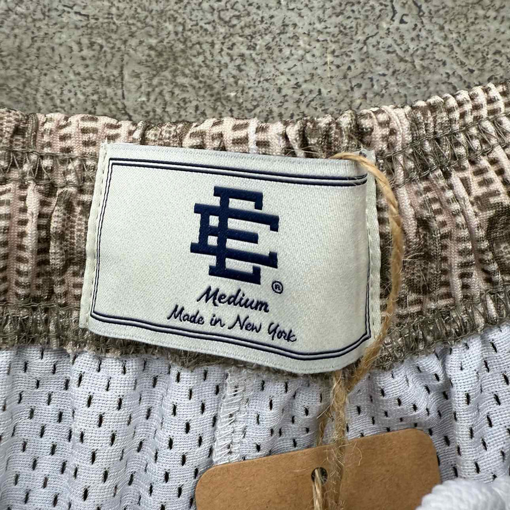 Eric Emanuel Mesh Shorts "MONOGRAM" Beige New Size M