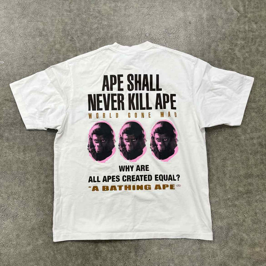 Bape T-Shirt "SLOGAN" White Used Size S