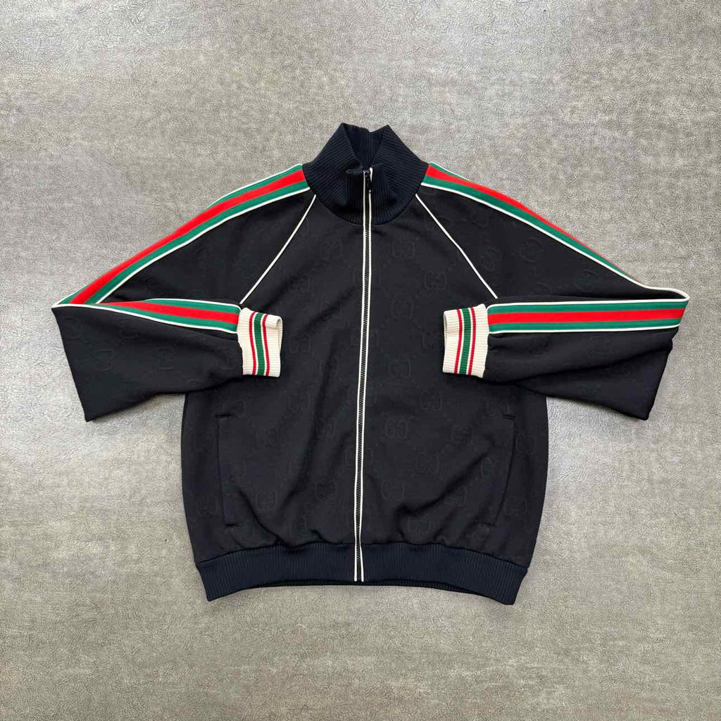 Gucci Zip Up "GG JACQUARD WEB" Black Used Size L