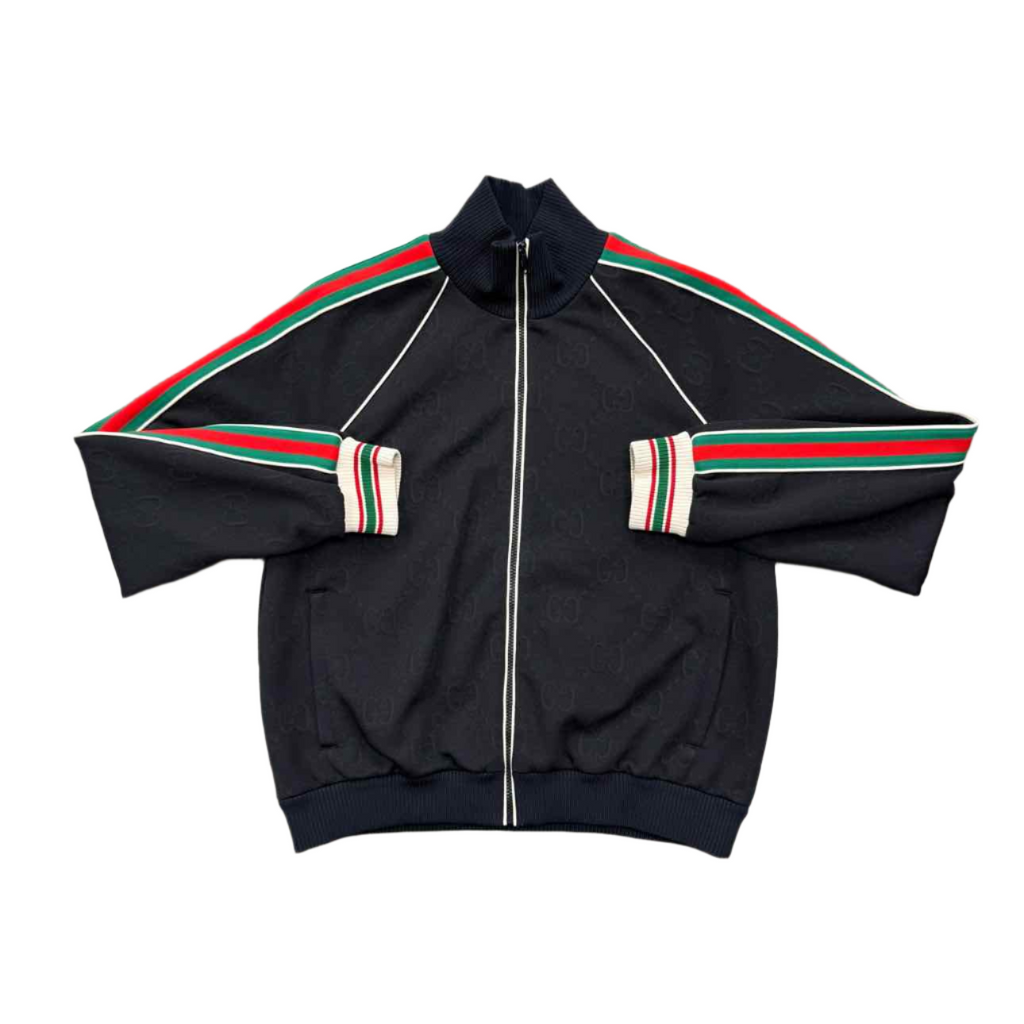 Gucci Zip Up "GG JACQUARD WEB" Black Used Size L