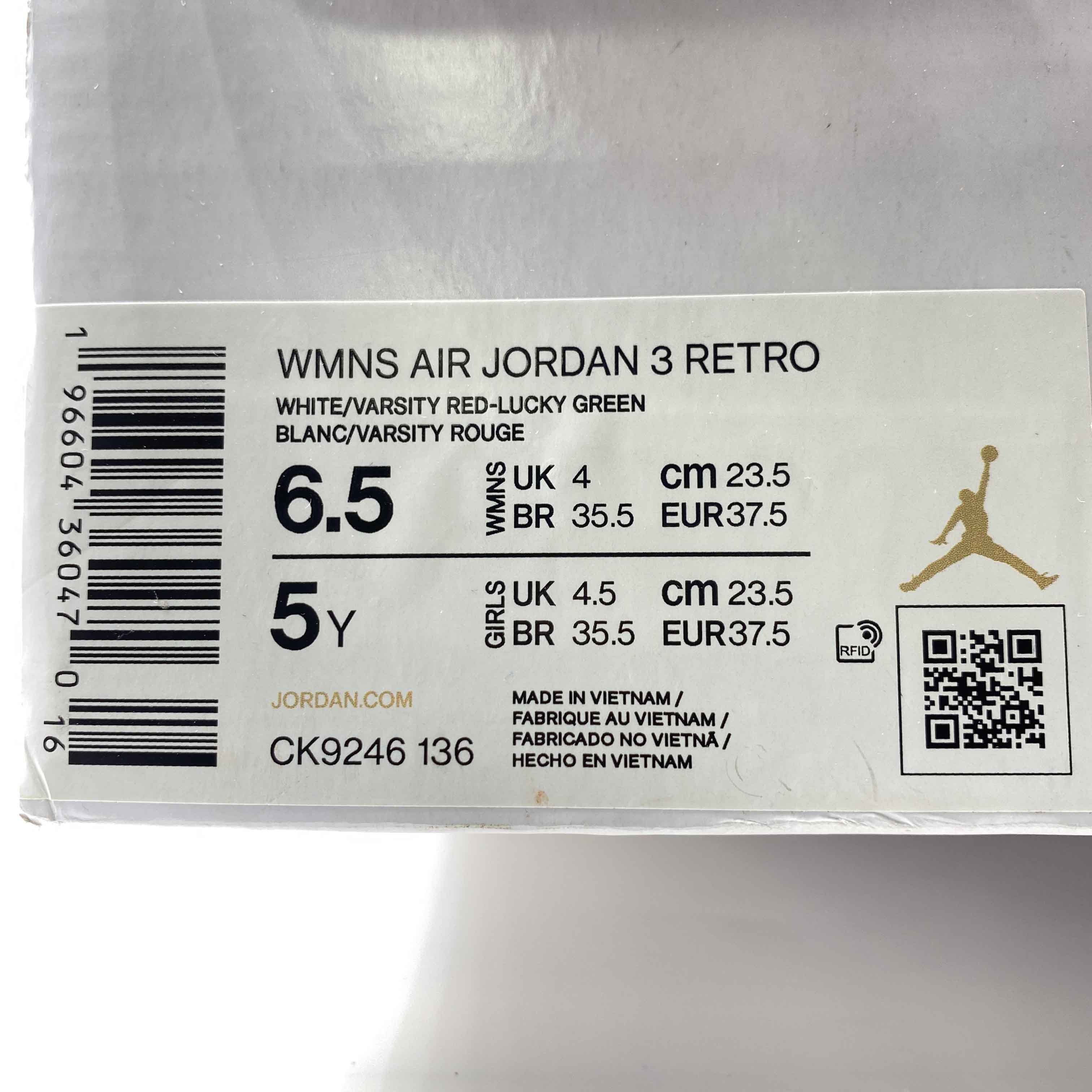 Air Jordan (W) 3 Retro &quot;Lucky Green&quot; 2023 New Size 6.5W
