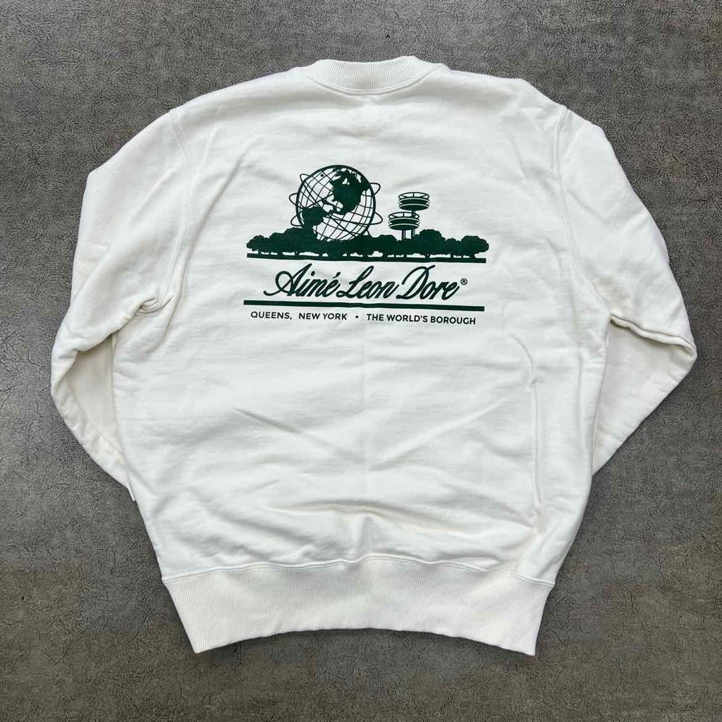 Aime Leon Dore Crewneck Sweater "WORLDSBOROUGH" Cream Used Size M
