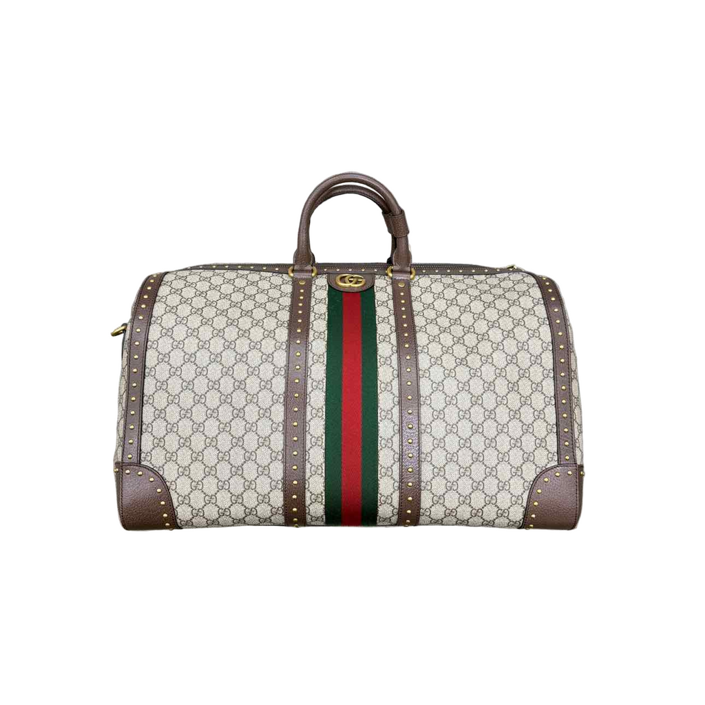 Gucci Duffle Bag "GG SUPREME SAVOY" New Brown Size L