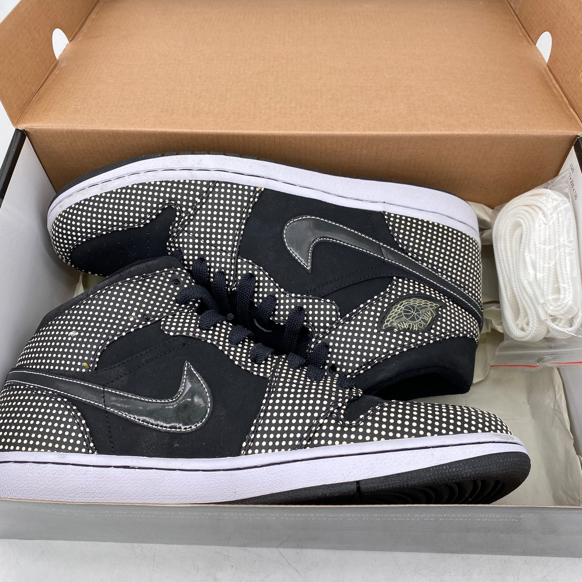 Air Jordan 1 Retro &quot;Polka Dot Black White&quot; 2009 Used Size 12