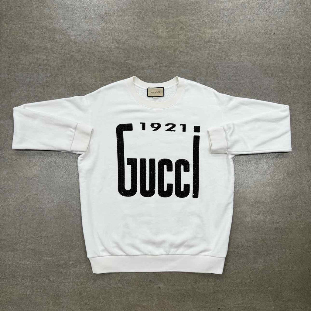 Gucci Crewneck Sweater "1921" White Used Size M
