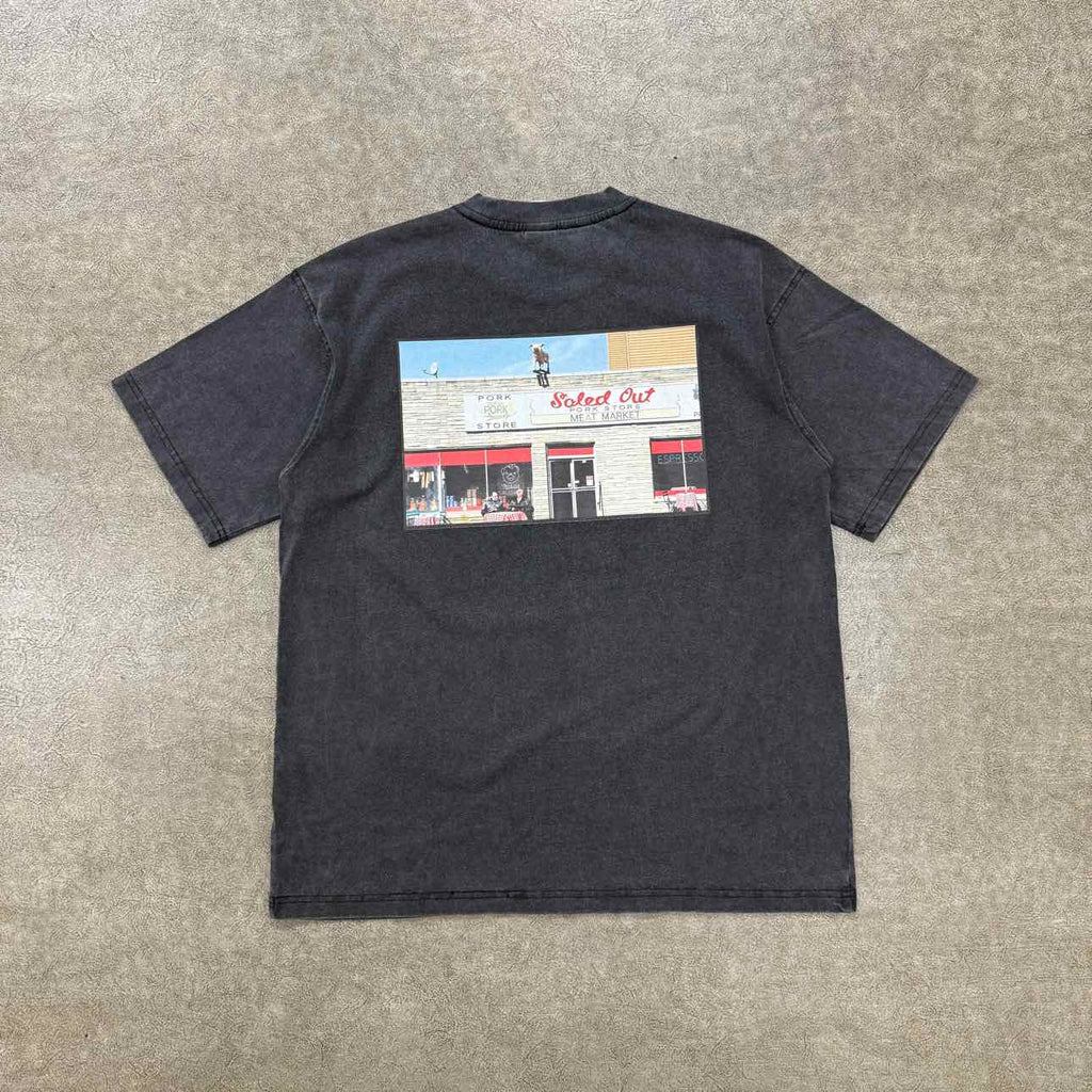 Soled Out T-Shirt "MEAT STORE" Washed Black New Size M