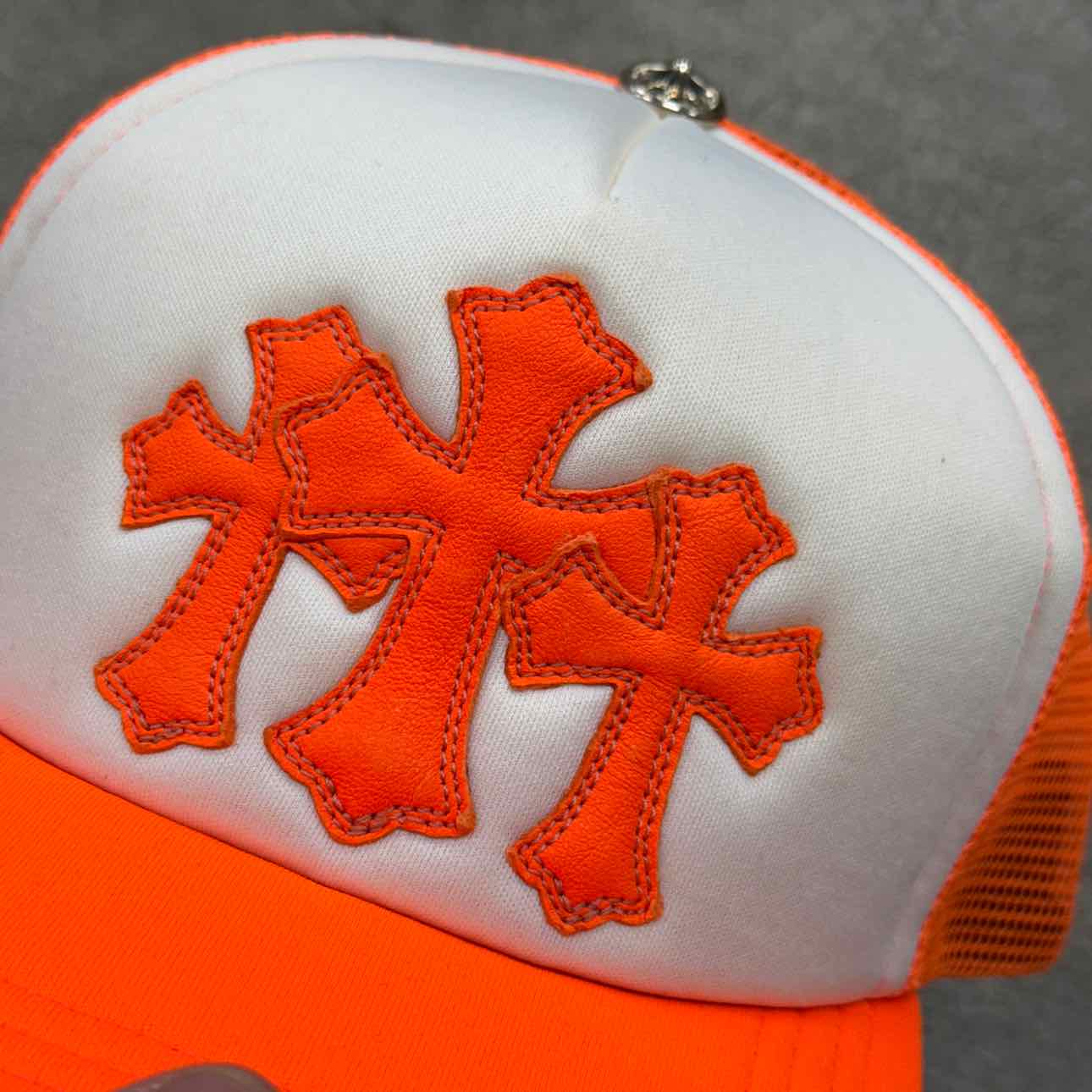 Chrome Hearts Trucker Hat &quot;TRIPLE CROSS&quot; New Orange Size OS