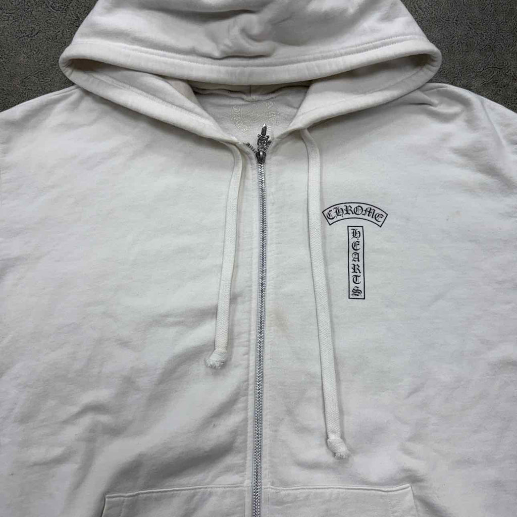 Chrome Hearts Zip Up "SCROLL LOGO" White Used Size XL