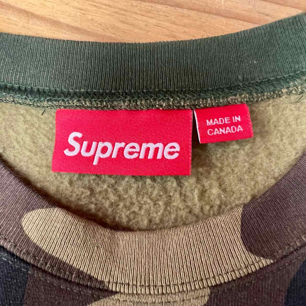 Supreme Crewneck Sweater "PLAID" Camo Used Size L