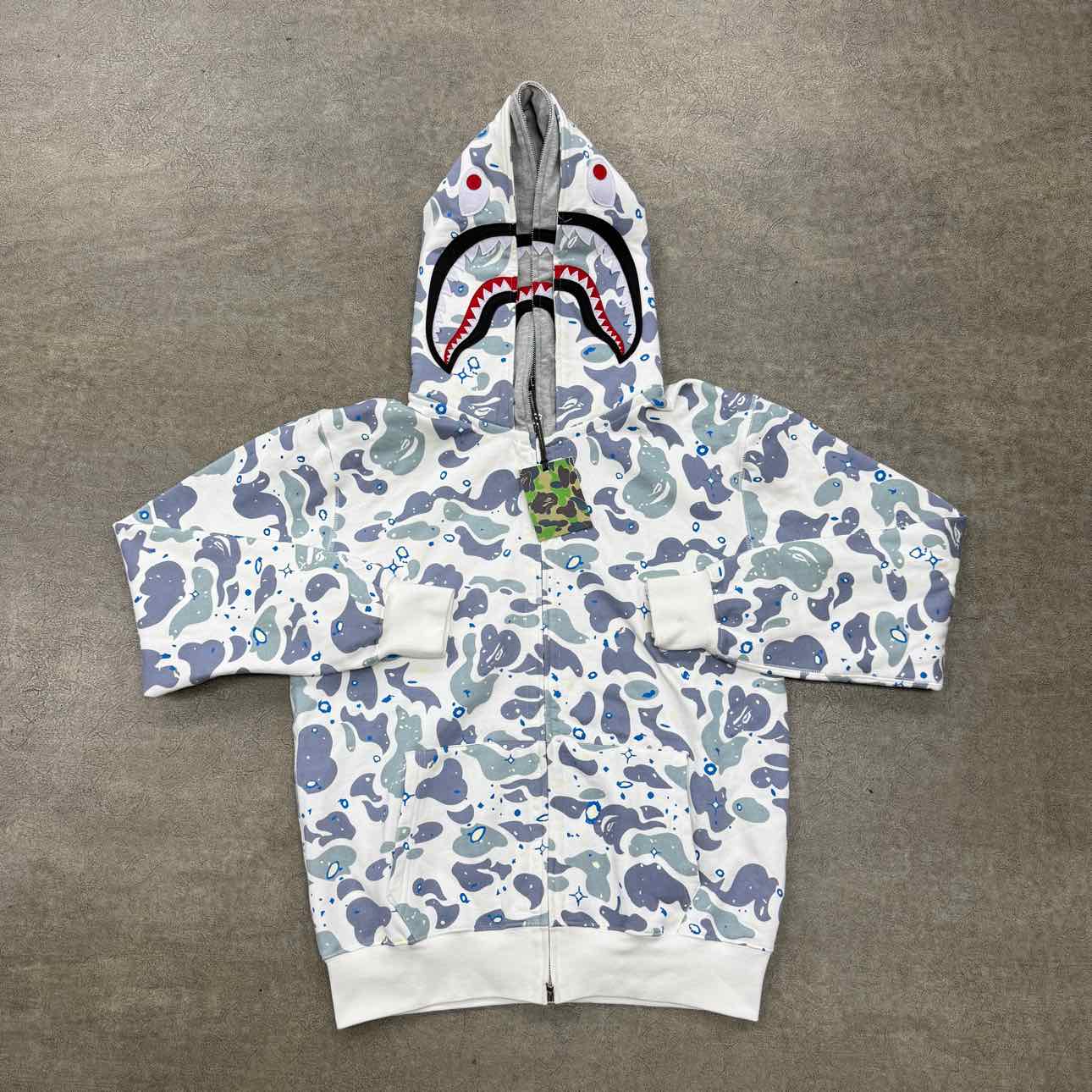 Bape Zip Up &quot;DOUBLE SHARK&quot; White Used Size XL