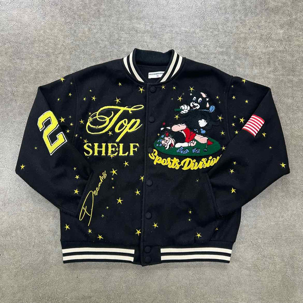 Vale Varsity Jacket "VALLEY DREAMS" Black Used Size M